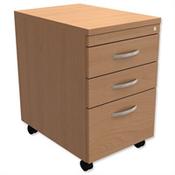 Filing Pedestal Mobile Tall Under-Desk 3-Drawer Beech  - Universal Storage Can Be Used Alone Or Accompany The Switch, Komo or Ashford Ranges image