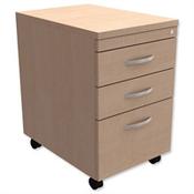 Filing Pedestal Mobile Tall Under-Desk 3-Drawer Maple  - Universal Storage Can Be Used Alone Or Accompany The Switch, Komo or Ashford Ranges image
