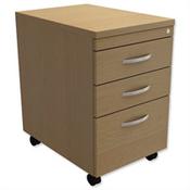 Filing Pedestal Mobile Tall Under-Desk 3-Drawer Urban Oak  - Universal Storage Can Be Used Alone Or Accompany The Switch, Komo or Ashford Ranges image