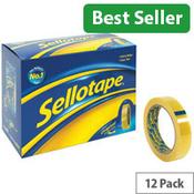 Sellotape Original Golden Tape Roll - Pack of 12 - Non-Static, Easy-Tear 24mm x 66m  image