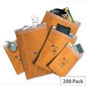 Jiffy Padded Mail Bags, Gold, Size 0, 135x229mm (Pack of 200) - Compact and Lightweight Mailing Envelopes image