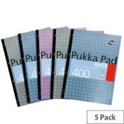 A4 Pukka Pad Refill Pad Sidebound Ruled with Margin Punched 80gsm 400pp White Ref REF400 [Pack 5]