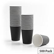 4Aces 8oz/250ml Black Ripple Disposable Hot Drink Paper Cups [Pack of 500] image