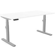 LEAP Electric Dual Motor Height Adjustable Rectangular Sit Stand Desk Portal Top W1400xD800xH620-1270mm White Top Silver Frame image