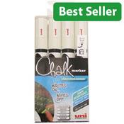 Uni Chalk Markers Medium White Pack of 4 image