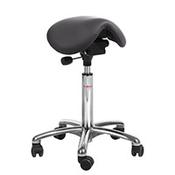 Mini Easymek Seat Saddle Stool With Black Leather Look Seat Upholstery H600 - 790mm Aluminum Frame image