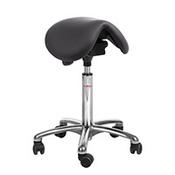 Dalton Easymek Seat Saddle Stool With Black Leather Look Seat Upholstery H600 - 790mm Aluminum Frame