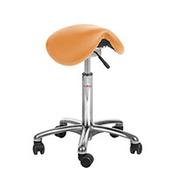 Mini Flexmatic Optimum Adjustment Seat Saddle Stool With Orange Leather Look Seat Upholstery H530 - 720mm Aluminum Frame image