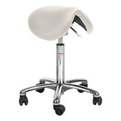 Pinto Flexmatic Optimum Adjustment Seat Saddle Stool With White Leather Look Seat Upholstery H540 - 730mm Aluminum Frame