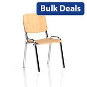 ISO Stacking Chair Beech Chrome Frame image