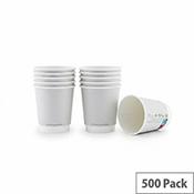 Compostable Double Wall Coffee Cups 8oz/250ml Pack of 500 Oyster White - Eco-Friendly Cups for Hot Drinks image