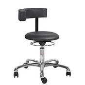 Saturn Ergonomic Stool With 360° Swivel Back-Arm Rest PUre Imitation Leather Black H540 - 730mm Aluminum Frame image