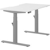 LEAP Electric Dual Motor Height Adjustable Rectangular Dual Motor Sit Stand Desk Dual Purpose Reversible Scallop Top W1200xD700xH620-1270mm White Top Silver Frame 10 Year Warranty image