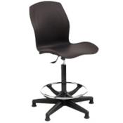 Polypropylene High-Base Chair with Foot Ring - Black, Adjustable Height 550–800 mm image