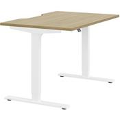 Zoom Electric Dual Motor Height Adjustable Sit Stand Office Desk Dual Purpose Reversible Scallop Top W1200xD800xH685-1185mm Urban oak Top White Frame 10 Year Warranty image