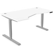 LEAP Electric Dual Motor Height Adjustable Ergonomic Shaped Left Hand K Top Sit Stand Desk with Portals W1600xD1000xH620-1270mm White Top Silver Frame image