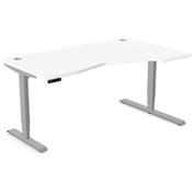 LEAP Electric Dual Motor Height Adjustable Ergonomic Shaped Right Hand K Top Sit Stand Desk with Portals W1600xD1000xH620-1270mm White Top Silver Frame image
