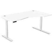 LEAP Electric Dual Motor Height Adjustable Ergonomic Shaped Right Hand K Top Sit Stand Desk with Portals W1600xD1000xH620-1270mm White Top White Frame image
