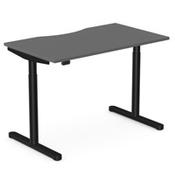 RoundE Electric Dual Motor Height Adjustable Rectangular Home Office Sit Stand Desk Dual Purpose Scallop Top W1200xD700xH650-1150mm Graphite Top Black Frame 10 Year Warranty image