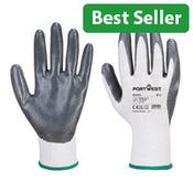 Portwest A310 Flexo Grip Glove - Grey &amp; White, Large, Comfortable and Lightweight image