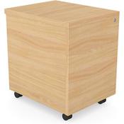 Surface Wooden Mobile Pedestal with 1 Stationary and 1 Filing Drawer - H546xW402xD500 - Beech image