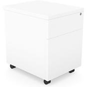 Surface Wooden Mobile Pedestal with 1 Stationary and 1 Filing Drawer - H546xW402xD500 - White image