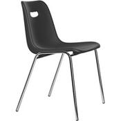 Viki Canteen Stacking Chair in Black Color and Chrome Frame