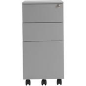 Pedestal Slimline 3 Drawer Steel Silver image