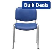 Multi Purpose Stacking Chair Blue Vinyl &amp; Chrome Frame image