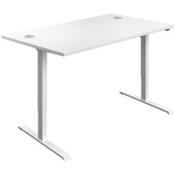 Electro Elevate Electric Single Motor Height Adjustable Sit Stand Office Desk W1200xD800 White Top White Frame 5 Year Warranty image