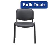 Multi Purpose Stacking Chair Black Vinyl &amp; Black Metal Frame image