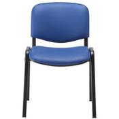 Multi Purpose Stacking Chair Blue Vinyl &amp; Black Metal Frame image
