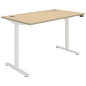 Core Electric Single Motor Height Adjustable Sit Stand Desk 1400 x 800 Canadian Oak Top and White frame 5 Year Warranty image