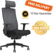 PostureX - Black Mesh Ergonomic Office Chair with Headrest - 10 Year Warranty image
