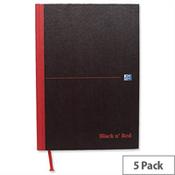Black n Red A4 Plain Book H64068 Casebound 192 Pages Pack 5 image