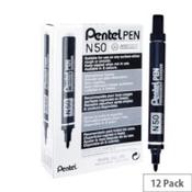 Pentel N50 Permanent Marker - Bullet Tip, Black, Pack of 12 image
