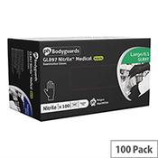 Handsafe Pack of 100 Disposable PowderFree Nitrile Examination Gloves Black Large GL897