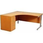 Principals Radial Left Handed Corner Desk With 3 Drawer Fixed Pedestal HSFPD16003PL image