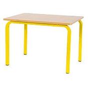 Single Student Primary School Square Classroom Table Beech Yellow Legs W600xD600xH550mm