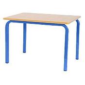 Single Student Primary School Square Classroom Table Beech Blue Legs W600xD600xH650mm