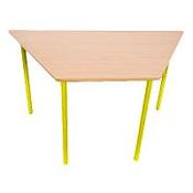 Trapezoidal Primary School Classroom Table Beech/Yellow 1200x600x600x550mm