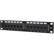 Intellinet Patch Panel, Cat6, 10 Inches, UTP, 1U, 12-Port, Black, RJ-45, U/UTP (UTP), Black, Rack mounting, 1U, 254 mm image