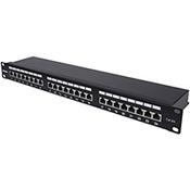 Intellinet Patch Panel, Cat6a, FTP, 24-Port, 1U, Shielded, 90° Top-Entry Punch Down Blocks, Black, IEEE 802.3,IEEE 802.3ab,IEEE 802.3u, Gigabit Ethernet, Cat6a, F/UTP (FTP), Black, Rack mounting image