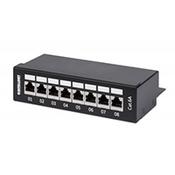 Intellinet Patch Panel, Cat6a, FTP, 8-Port, Desktop, Shielded, 90° Top-Entry Punch Down Blocks, Black, IEEE 802.3,IEEE 802.3ab,IEEE 802.3u, 10/100/1000Base-T(X), Gigabit Ethernet, 1000 Mbit/s, Gold, Cat6a image