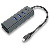 i-tec Metal USB-C HUB 3 Port + Gigabit Ethernet Adapter, USB 3.2 Gen 2 (3.1 Gen 2) Type-C, RJ-45, USB 3.2 Gen 1 (3.1 Gen 1) Type-A, 5000 Mbit/s, Grey, LAN, 0.28 m image