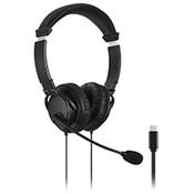 Kensington USB-C Computer Headset - Binaural Stereo Headphones with Microphone, Headset, Head-band, Suitable for Calls, Gaming &amp; Music, 270° Boom Mic, 4cm Driver, Wired USB-C Connector - Colour: Black K97457WW image