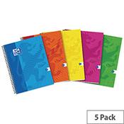 Oxford Touch A4 Wirebound Hardback Notebook Assorted Pack of 5 400109986 image