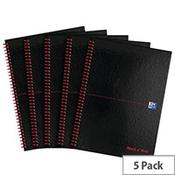 A4 Book Wirebound 90gsm Ruled and Perforated 140pp Ref 100102248 Black n Red [Pack 5] image