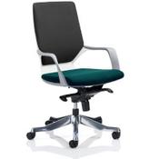Xenon Executive Office Chair White Frame Medium Back Black &amp; Kingfisher Green Seat image