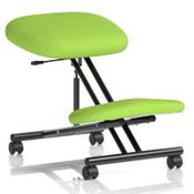Ergonomic Posture Kneeling Chair Stool On Castors Seat Height Adjustment Black Frame &amp; Myrrh Green Fabric Seat